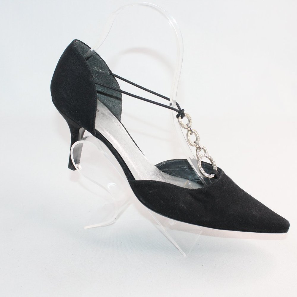 Stuart Weitzman Black Pointed Toe D'Orsay High Heels #123 - Picture 1 of 13